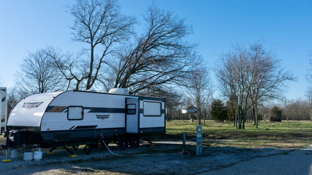 Full hookup RV site at Lake Point RV Resort in Valley View Texas for long term RV living
